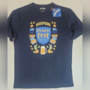 Harpoon Octoberfest Mens T-shirt Medium Navy Blue Beer‎ Enthusiast Graphic Tee